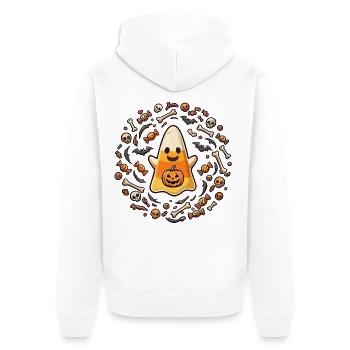 Candy Halloween-Geist - Unisex Premium Bio Zip Hoodie - Weiß - Hinten - Thijin (182cm)