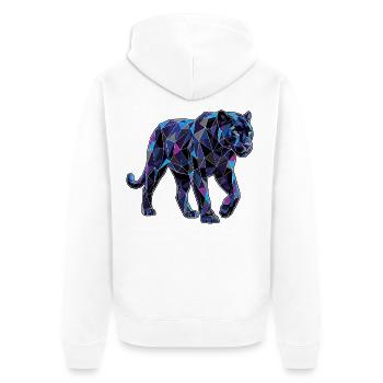 Poly Stil Panther - Unisex Premium Bio Zip Hoodie - Weiß - Hinten - Thijin (182cm)