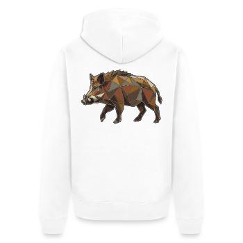 Poly Stil Wildschwein - Unisex Premium Bio Zip Hoodie - Weiß - Hinten - Thijin (182cm)