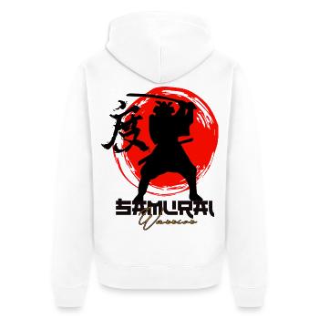 Roter Kreis-Krieger-Silhouette - Unisex Premium Bio Zip Hoodie - Weiß - Hinten - Thijin (182cm)