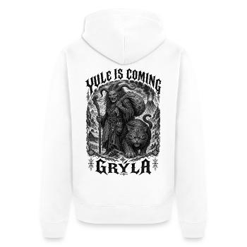 Grýla Gehörnte Winterhexe Isländische Sage Rauhnäc - Unisex Premium Bio Zip Hoodie - Weiß - Hinten - Thijin (182cm)