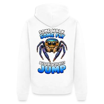 Blaue Springspinne | Kawaii Springspinnen T  - Unisex Premium Bio Zip Hoodie - Weiß - Hinten - Thijin (182cm)
