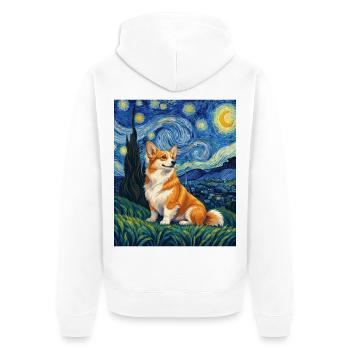 Corgi Sternennacht – lustiger walisischer Corgi-Hundeliebhaber - Unisex Premium Bio Zip Hoodie - Weiß - Hinten - Thijin (182cm)