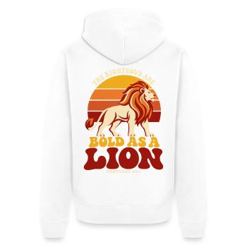 Stark im Glauben Löwe Sprüche 28 1 - Unisex Premium Bio Zip Hoodie - Weiß - Hinten - Thijin (182cm)