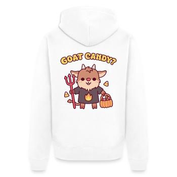 Süßer Teufelsziegen-Süßes-oder-Saures-Witz – Wortspiel mit Ziegenbonbons - Unisex Premium Bio Zip Hoodie - Weiß - Hinten - Thijin (182cm)