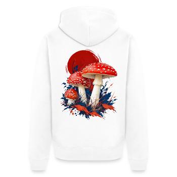Fly Agaric Rotes Sonnenhemd - Unisex Premium Bio Zip Hoodie - Weiß - Hinten - Thijin (182cm)