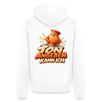 Ton angeben: Keramik Spruch - Unisex Premium Bio Zip Hoodie - Weiß - Hinten - Thijin (182cm)