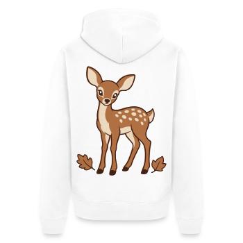 Niedliche Herbstreh-Waldhirsche - Unisex Premium Bio Zip Hoodie - Weiß - Hinten - Thijin (182cm)