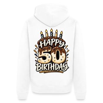 50. Geburtstag Happy 50 Birthday Runder Geburtstag - Unisex Premium Bio Zip Hoodie - Weiß - Hinten - Thijin (182cm)
