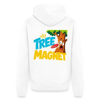 Baum Magnet Cartoon Abenteuer - Unisex Premium Bio Zip Hoodie - Weiß - Hinten - Thijin (182cm)