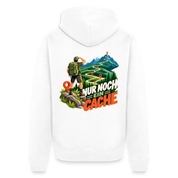 Geocaching Abenteuerpfad - Unisex Premium Bio Zip Hoodie - Weiß - Hinten - Thijin (182cm)
