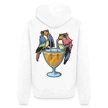 Papageien Cocktail Humor - Unisex Premium Bio Zip Hoodie - Weiß - Hinten - Thijin (182cm)