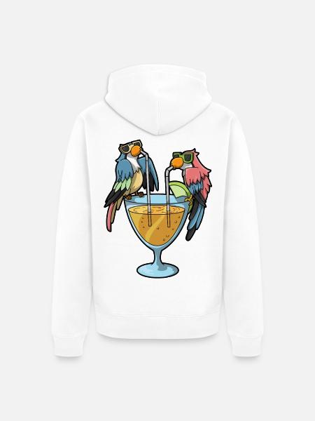 Papageien Cocktail Humor - Unisex Premium Bio Zip Hoodie - Weiß
