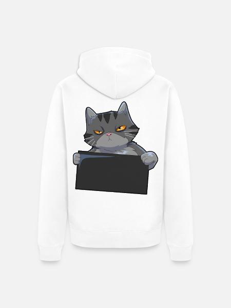 Katze Humor - Unisex Premium Bio Zip Hoodie - Weiß