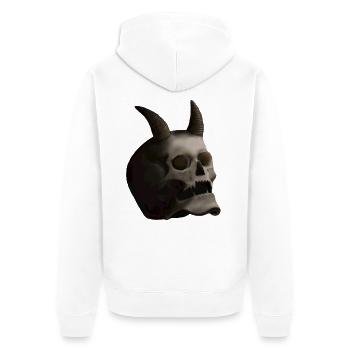 Dunkler Totenkopf mit Hörnern - Dämonenschädel - Unisex Premium Bio Zip Hoodie - Weiß - Hinten - Thijin (182cm)