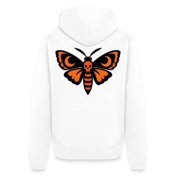 Totenkopfschwaermer Motte Logo - Unisex Premium Bio Zip Hoodie - Weiß - Hinten - Thijin (182cm)