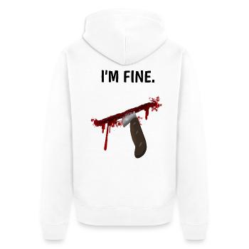 I'm fine - Messer mit Blutspritzern - Unisex Premium Bio Zip Hoodie - Weiß - Hinten - Thijin (182cm)