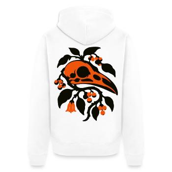 Rabenschaedel Ranken Grafik - Unisex Premium Bio Zip Hoodie - Weiß - Hinten - Thijin (182cm)