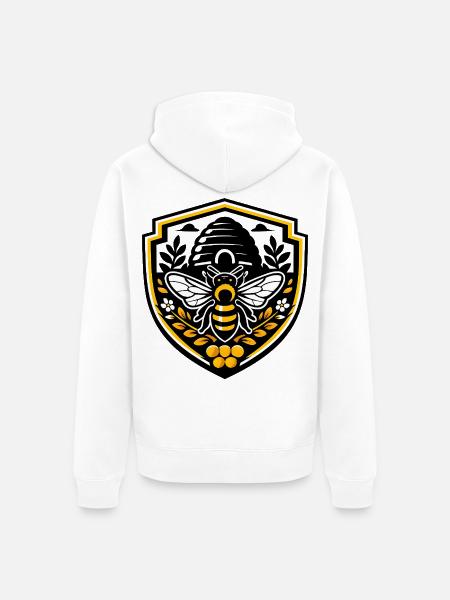 Bienenemblem Schild - Unisex Premium Bio Zip Hoodie - Weiß