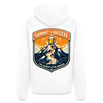 Gipfelpfad zum Erfolg - Unisex Premium Bio Zip Hoodie - Weiß - Hinten - Thijin (182cm)