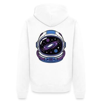 Astronaut Helm Galaxie Visier Weltraum Vektor Shir - Unisex Premium Bio Zip Hoodie - Weiß - Hinten - Thijin (182cm)
