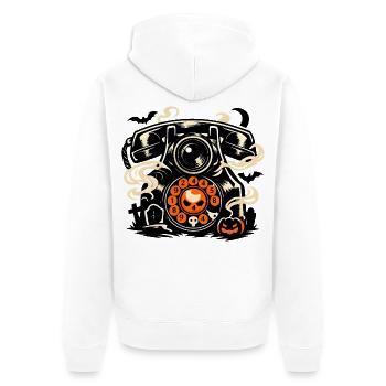 Spuktelefon Halloween Motiv - Unisex Premium Bio Zip Hoodie - Weiß - Hinten - Thijin (182cm)