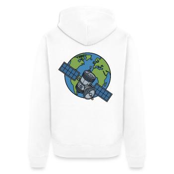 Satellit Orbit Erde Weltraum Sci-Fi Vektor Shirt - Unisex Premium Bio Zip Hoodie - Weiß - Hinten - Thijin (182cm)
