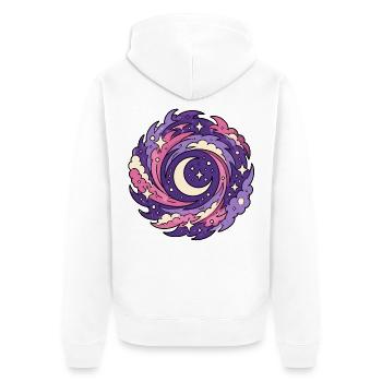 Galaxie Sichelmond Sterne Weltraum Vektor Shirt - Unisex Premium Bio Zip Hoodie - Weiß - Hinten - Thijin (182cm)