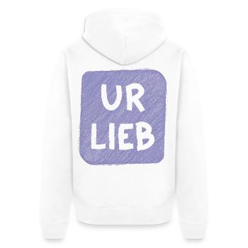 UR LIEB – Süßer Babyspruch zur Geburt Österreich - Unisex Premium Bio Zip Hoodie - Weiß - Hinten - Thijin (182cm)
