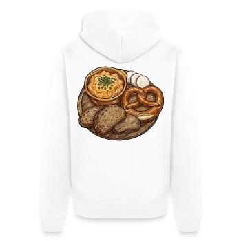 Rustikale Brotzeitplatte mit Obatzda - Unisex Premium Bio Zip Hoodie - Weiß - Hinten - Thijin (182cm)