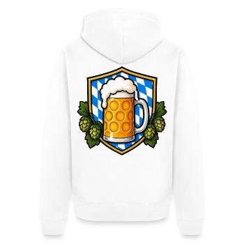 Bayerisches Bierkrug Emblem - Unisex Premium Bio Zip Hoodie - Weiß - Hinten - Thijin (182cm)
