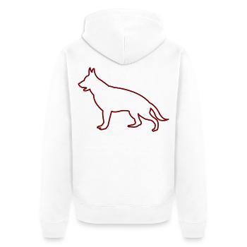 Hund Silhouette - Unisex Premium Bio Zip Hoodie - Weiß - Hinten - Thijin (182cm)