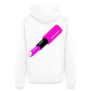 Lippenstift Design - Unisex Premium Bio Zip Hoodie - Weiß - Hinten - Thijin (182cm)
