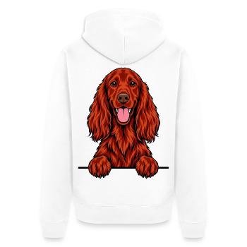 Irischer Setter - Unisex Premium Bio Zip Hoodie - Weiß - Hinten - Thijin (182cm)