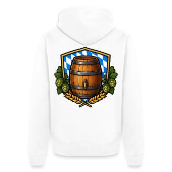 Bierfass Schild Bayerisch - Unisex Premium Bio Zip Hoodie - Weiß - Hinten - Thijin (182cm)