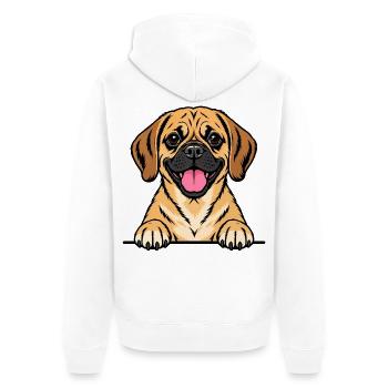 Puggle - Unisex Premium Bio Zip Hoodie - Weiß - Hinten - Thijin (182cm)