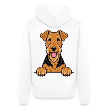 Airedale Terrier - Unisex Premium Bio Zip Hoodie - Weiß - Hinten - Thijin (182cm)