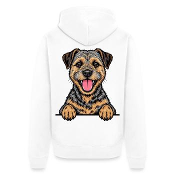 Border Terrier - Unisex Premium Bio Zip Hoodie - Weiß - Hinten - Thijin (182cm)