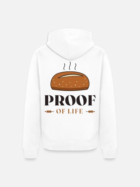 Motiv des Lebensbeweis-Brots - Unisex Premium Bio Zip Hoodie - Weiß