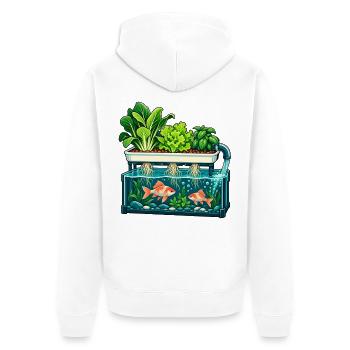 Fische unter einem lebendigen Garten - Unisex Premium Bio Zip Hoodie - Weiß - Hinten - Thijin (182cm)
