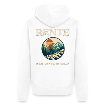 Rente Bergauf Abenteuer - Unisex Premium Bio Zip Hoodie - Weiß - Hinten - Thijin (182cm)