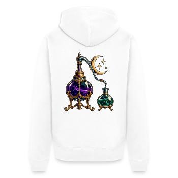 Mondbeschienenes alchemistisches Stillleben - Unisex Premium Bio Zip Hoodie - Weiß - Hinten - Thijin (182cm)