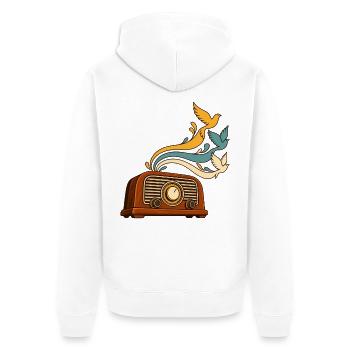 Radiowellen werden zu Vögeln - Unisex Premium Bio Zip Hoodie - Weiß - Hinten - Thijin (182cm)
