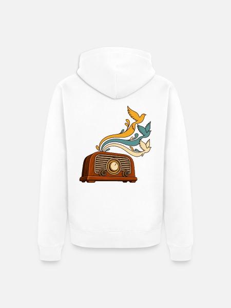 Radiowellen werden zu Vögeln - Unisex Premium Bio Zip Hoodie - Weiß