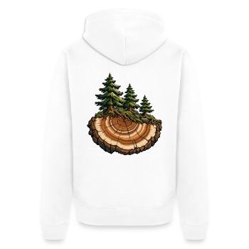 Baumringe werden zum Wald - Unisex Premium Bio Zip Hoodie - Weiß - Hinten - Thijin (182cm)