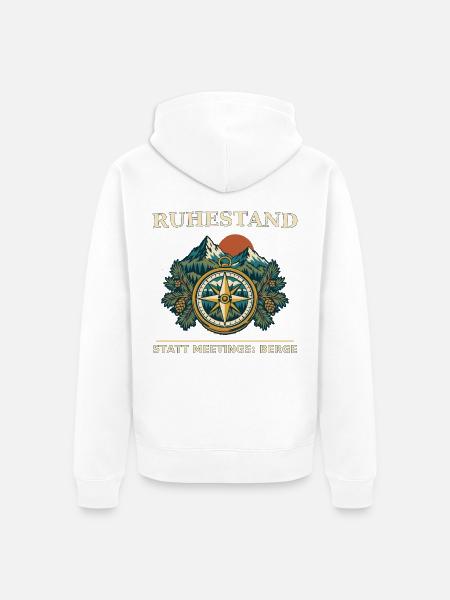 Ruhestand statt Meetings: Berge - Unisex Premium Bio Zip Hoodie - Weiß