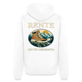 Rente: Zeit für Höhenmeter - Unisex Premium Bio Zip Hoodie - Weiß - Hinten - Thijin (182cm)