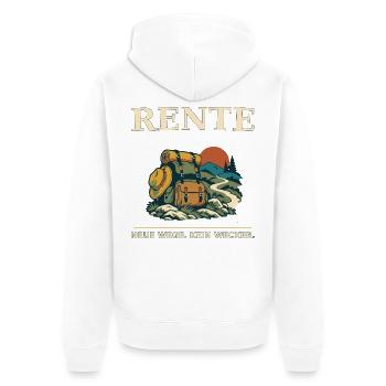 Rente: Neue Wege, kein Wecker - Unisex Premium Bio Zip Hoodie - Weiß - Hinten - Thijin (182cm)