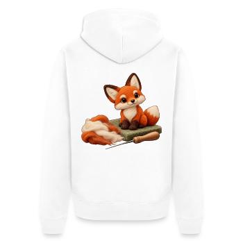 Filzfuchs-Basteltisch - Unisex Premium Bio Zip Hoodie - Weiß - Hinten - Thijin (182cm)