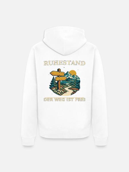 Ruhestand – Der Weg Ist Frei - Unisex Premium Bio Zip Hoodie - Weiß